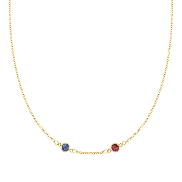Personalized Classic 2 Birthstone Necklace in 14k Gold (Centered) sold by Haverhill