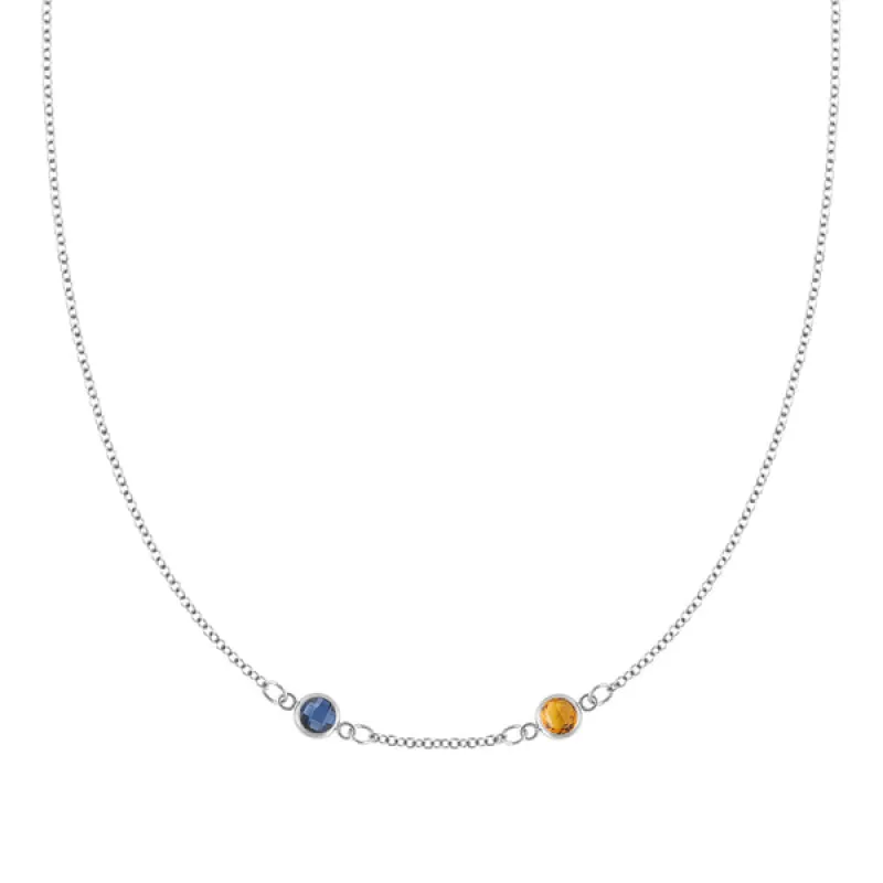 Personalized Classic 2 Birthstone Necklace in 14k Gold (Centered) sold by Haverhill