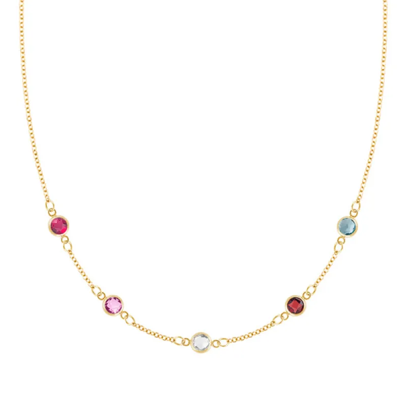 Personalized Classic 5 Birthstone Necklace in 14k Gold sold by Haverhill