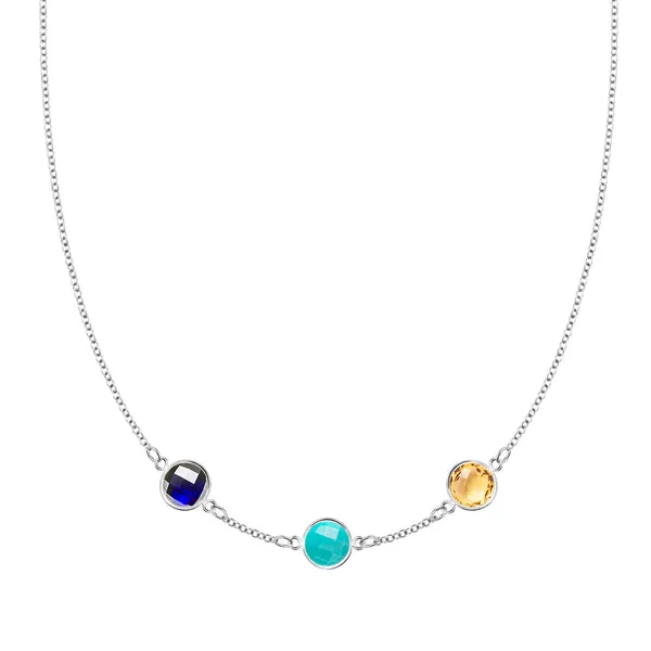 Personalized Grand 3 Birthstone Necklace in 14k Gold sold by Haverhill