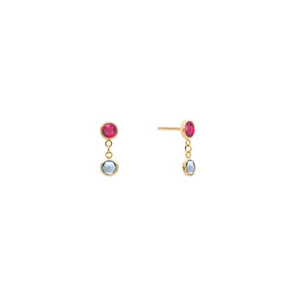 Personalized Classic 2 Birthstone Earrings in 14k Gold sold by Haverhill