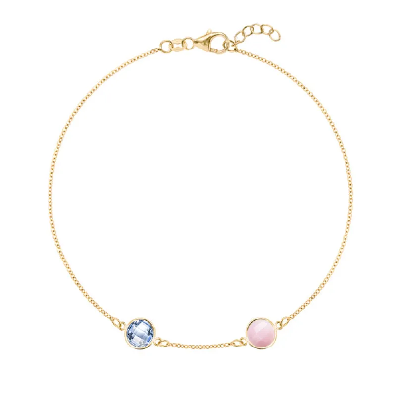 Personalized Grand 2 Birthstone Bracelet in 14k Gold sold by Haverhill