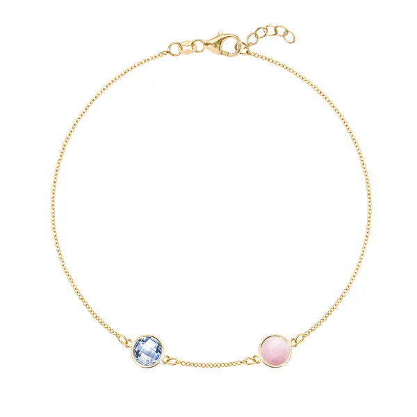 Personalized Grand 2 Birthstone Bracelet in 14k Gold sold by Haverhill