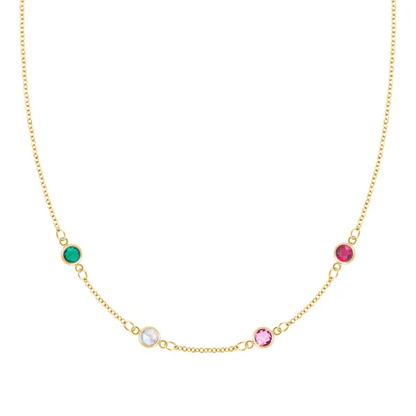 Personalized Classic 4 Birthstone Necklace in 14k Gold sold by Haverhill