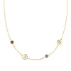 Personalized Classic 2 Letter & 2 Birthstone Necklace in 14k Gold (Double Spacing) sold by Haverhill