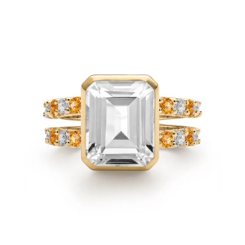 Personalized Warren Vertical Birthstone Ring with Accent Stones in 14k Gold sold by Haverhill