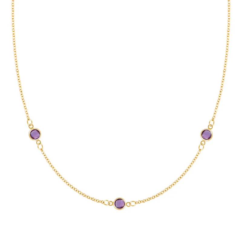 Personalized Classic 3 Birthstone Necklace in 14k Gold made by Haverhill