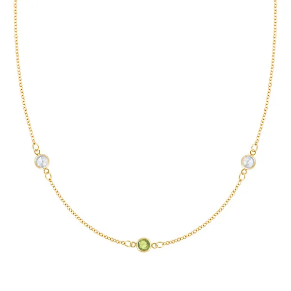 Personalized Classic 3 Birthstone Necklace in 14k Gold sold by Haverhill