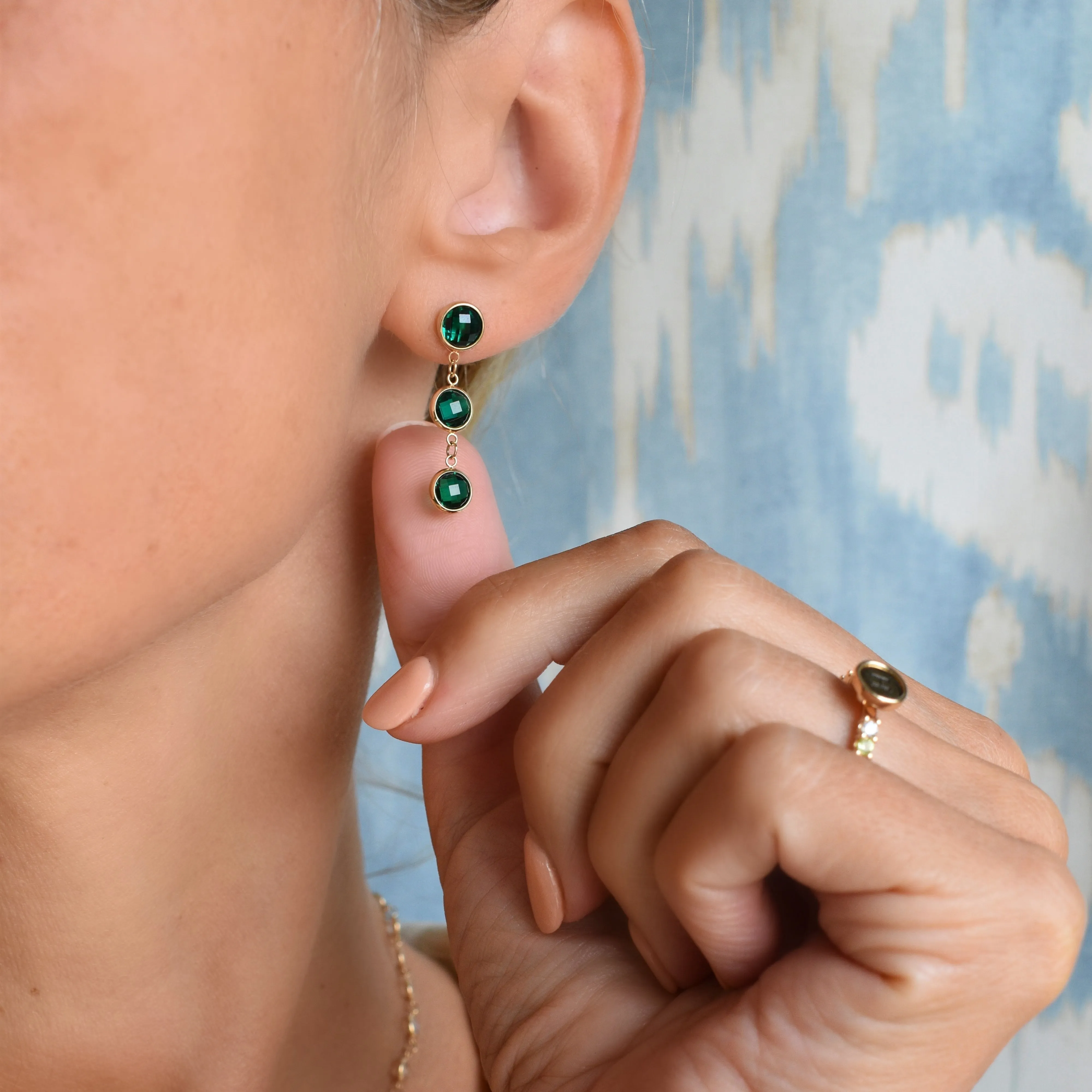 Personalized Newport Grand 3 Birthstone Earrings in 14k Gold sold by Haverhill product image thumbnail 3