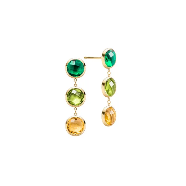 Personalized Newport Grand 3 Birthstone Earrings in 14k Gold sold by Haverhill