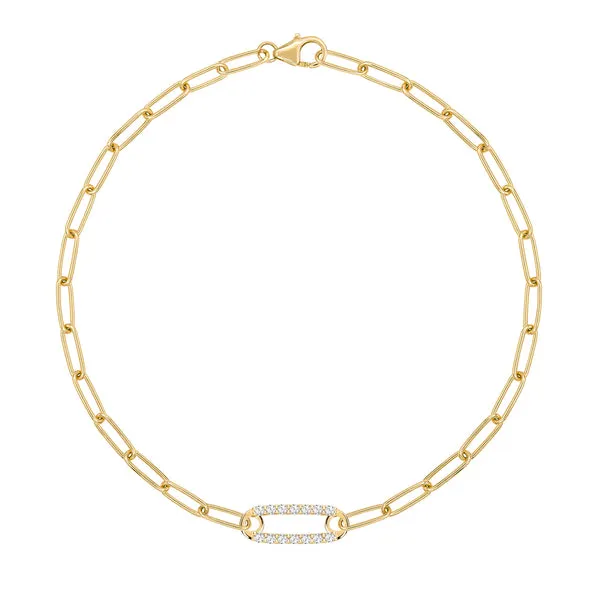 Personalized Adelaide 1 Pavé Birthstone Link Bracelet in 14k Gold sold by Haverhill