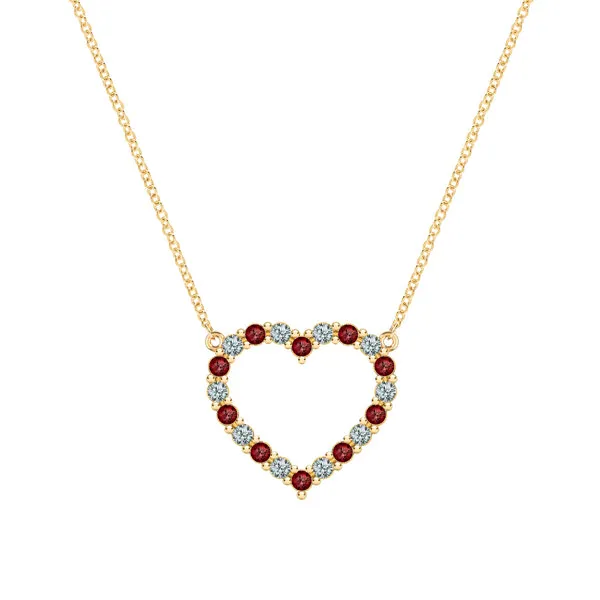 Personalized Rosecliff Heart Birthstone Necklace in 14k Gold sold by Haverhill