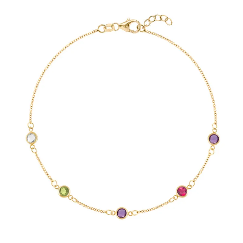 Personalized Classic 5 Birthstone Bracelet in 14k Gold sold by Haverhill