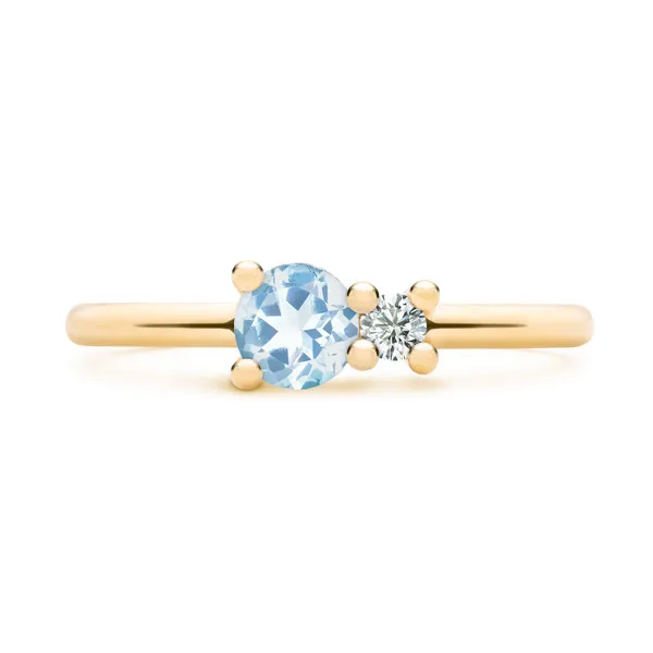 Personalized Greenwich Solitaire Birthstone & Diamond Ring in 14k Gold sold by Haverhill