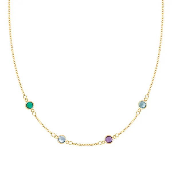 Personalized Classic 4 Birthstone Necklace in 14k Gold sold by Haverhill