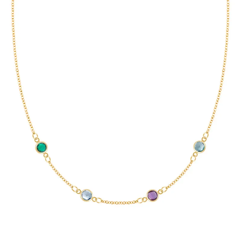 Personalized Classic 4 Birthstone Necklace in 14k Gold sold by Haverhill