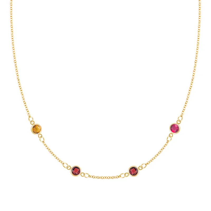 Personalized Classic 4 Birthstone Necklace in 14k Gold sold by Haverhill