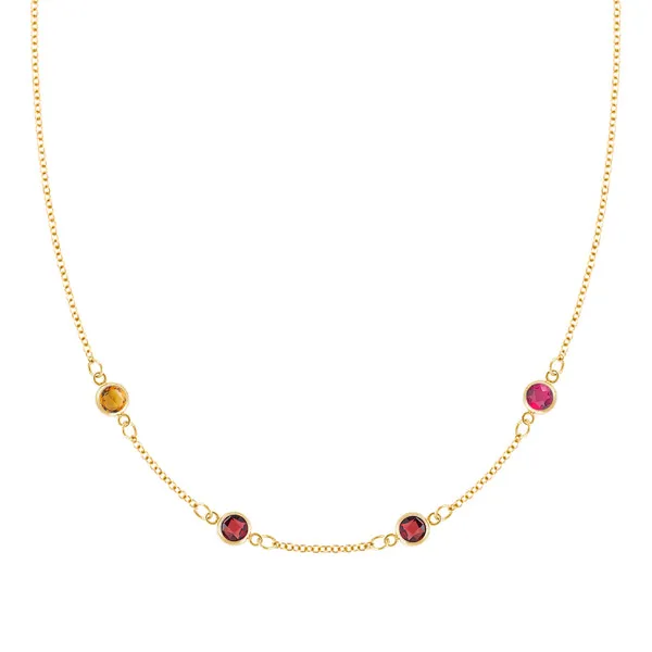 Personalized Classic 4 Birthstone Necklace in 14k Gold sold by Haverhill