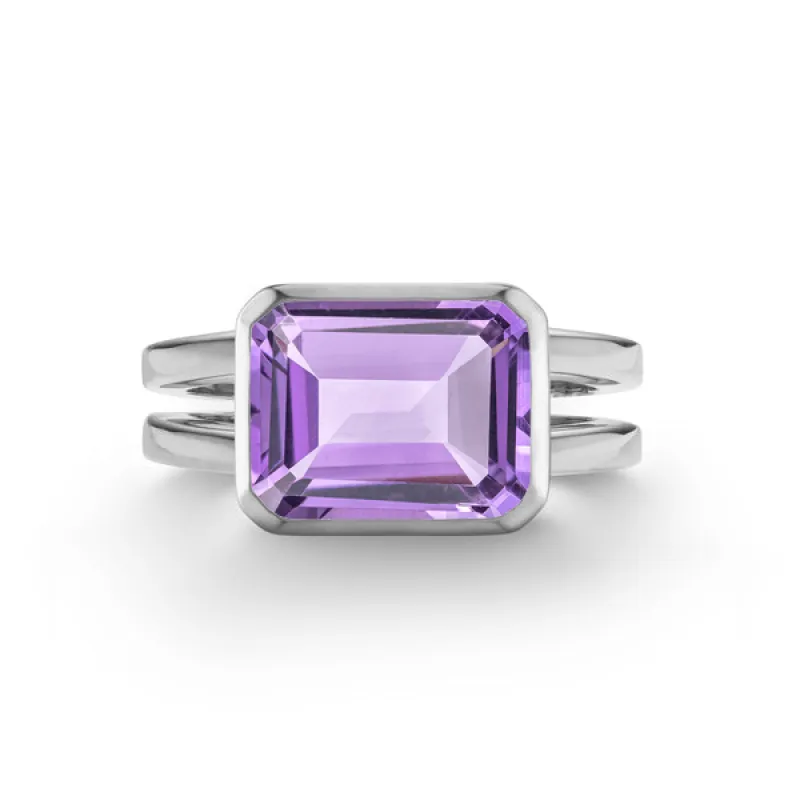 Personalized Warren Horizontal Birthstone Ring in 14k Gold sold by Haverhill