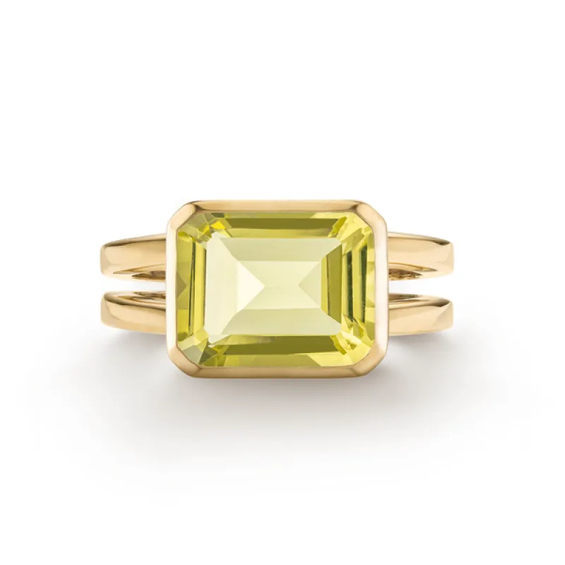Personalized Warren Horizontal Birthstone Ring in 14k Gold sold by Haverhill