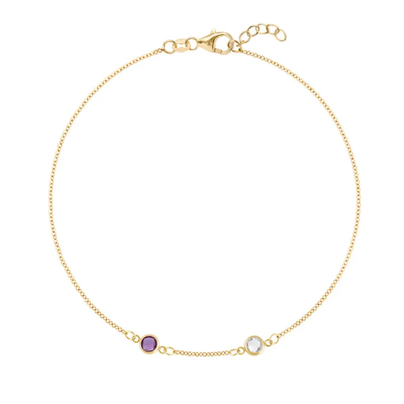 Personalized Classic 2 Birthstone Bracelet in 14k Gold sold by Haverhill