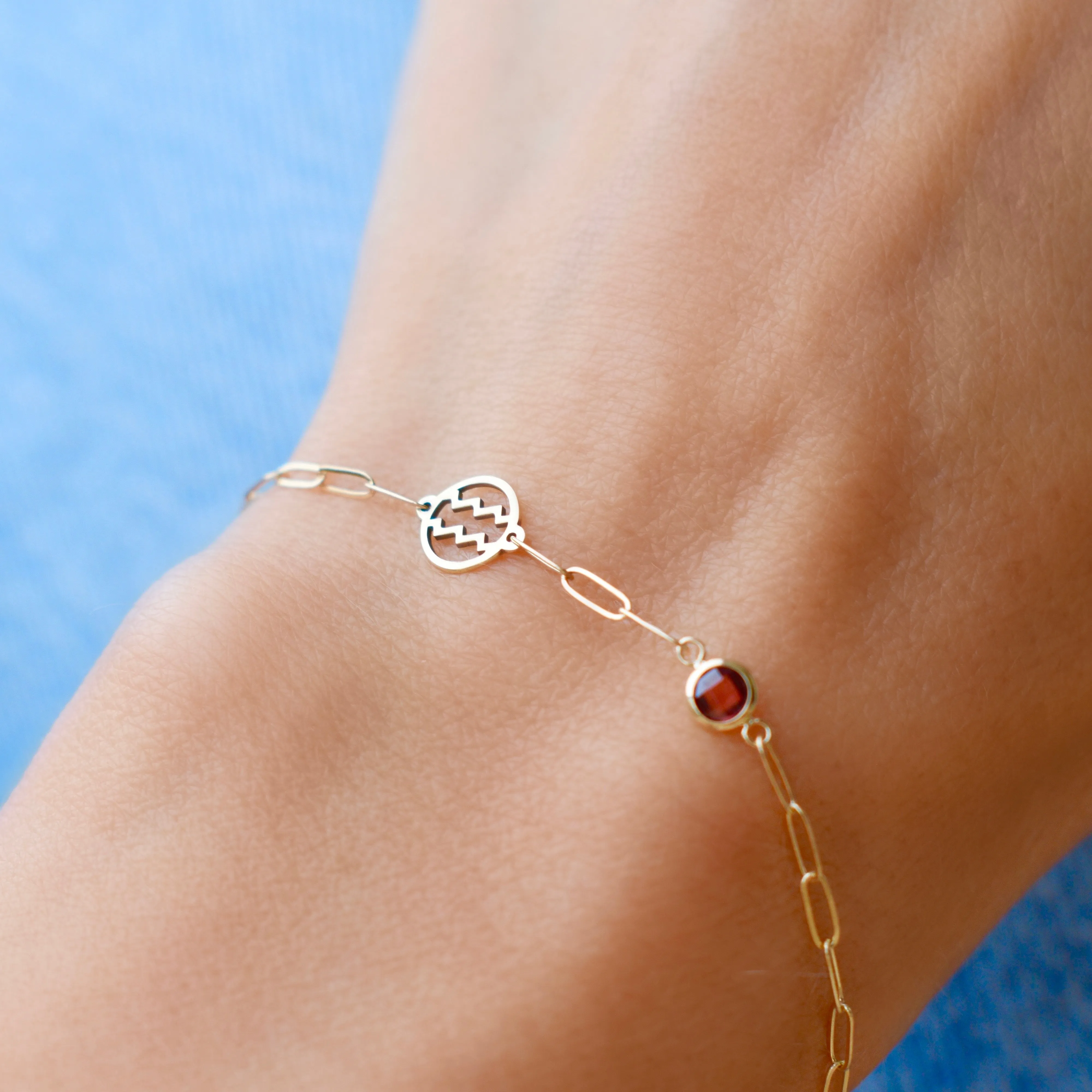 Personalized Aquarius & Birthstone Bracelet on Adelaide Mini in 14k Gold sold by Haverhill product image thumbnail 3