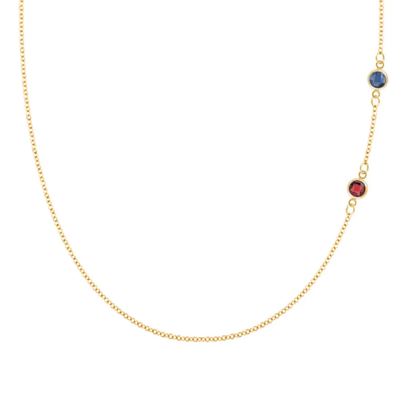 Personalized Classic 2 Birthstone Necklace in 14k Gold sold by Haverhill