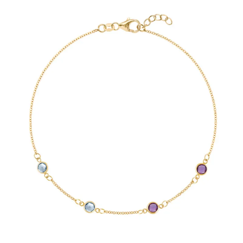 Personalized Classic 4 Birthstone Bracelet in 14k Gold sold by Haverhill