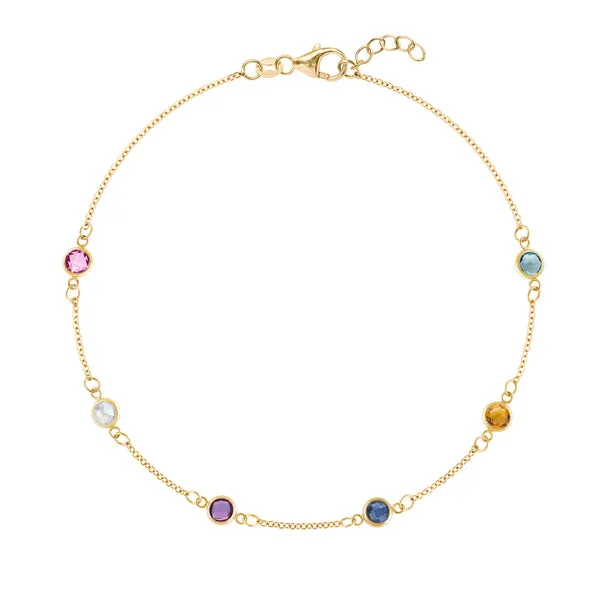 Personalized Classic 6 Birthstone Bracelet in 14k Gold sold by Haverhill