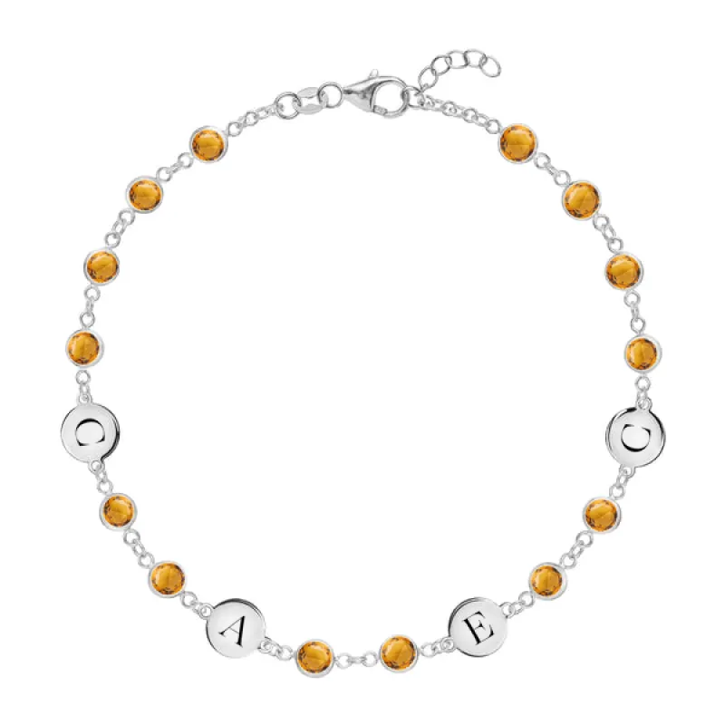 Personalized Newport 4 Letter Birthstone Bracelet in 14k Gold sold by Haverhill