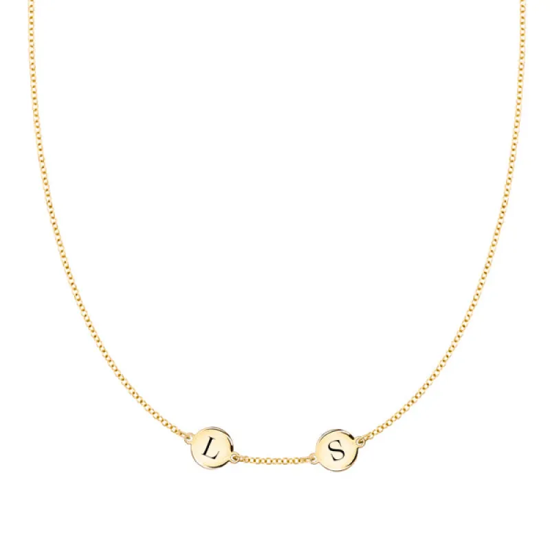 Personalized 2 Letter Necklace in 14k Gold (Single Spacing) sold by Haverhill