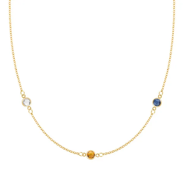 Personalized Classic 3 Birthstone Necklace in 14k Gold sold by Haverhill