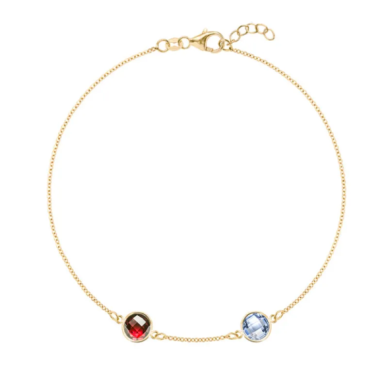 Personalized Grand 2 Birthstone Bracelet in 14k Gold sold by Haverhill