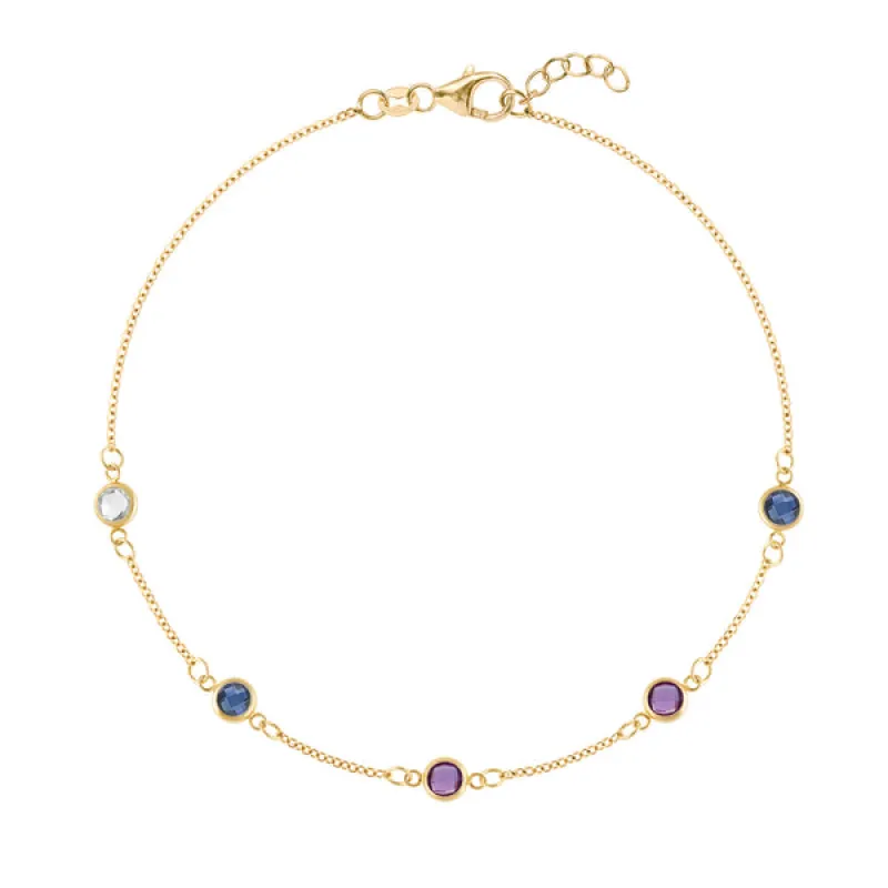 Personalized Classic 5 Birthstone Bracelet in 14k Gold sold by Haverhill