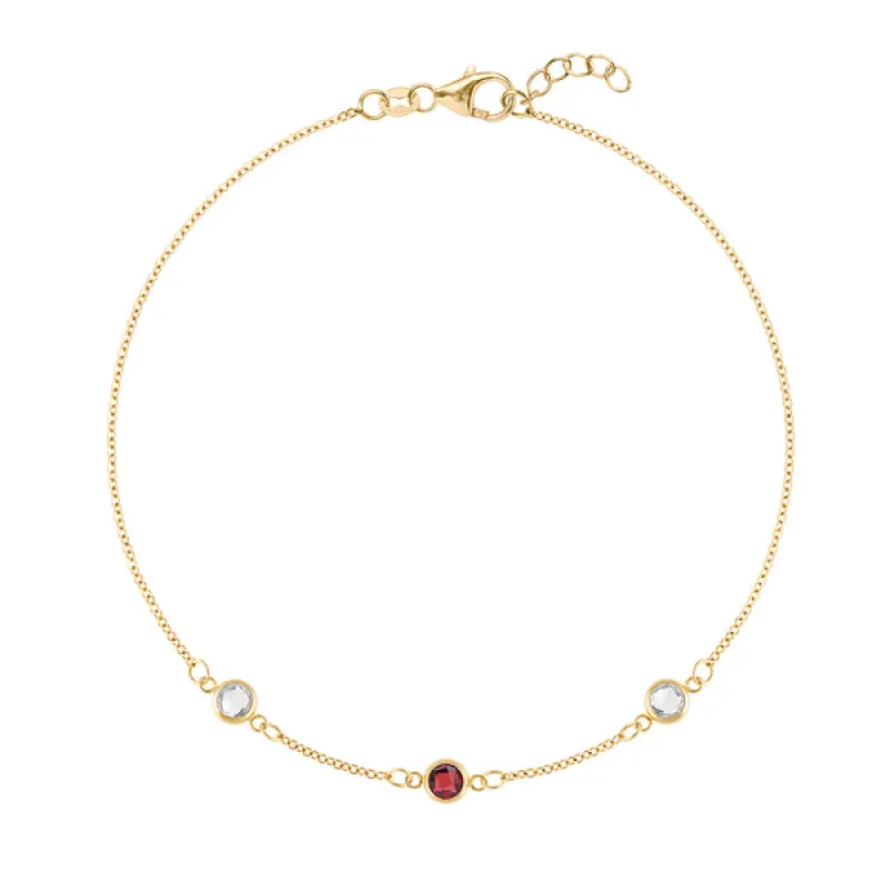 Personalized Classic 3 Birthstone Bracelet in 14k Gold sold by Haverhill