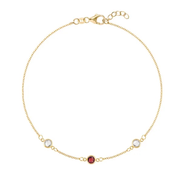Personalized Classic 3 Birthstone Bracelet in 14k Gold sold by Haverhill