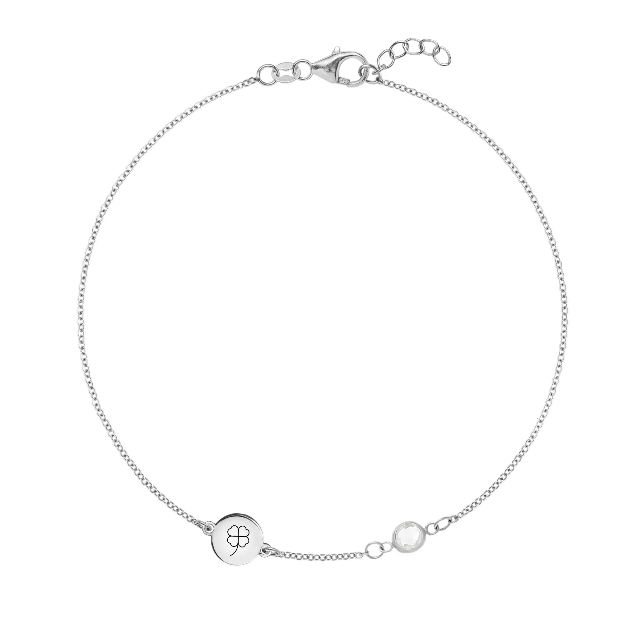Personalized Clover Disc & Classic 1 Birthstone Bracelet in 14k Gold sold by Haverhill product image thumbnail 3