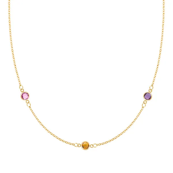 Personalized Classic 3 Birthstone Necklace in 14k Gold sold by Haverhill