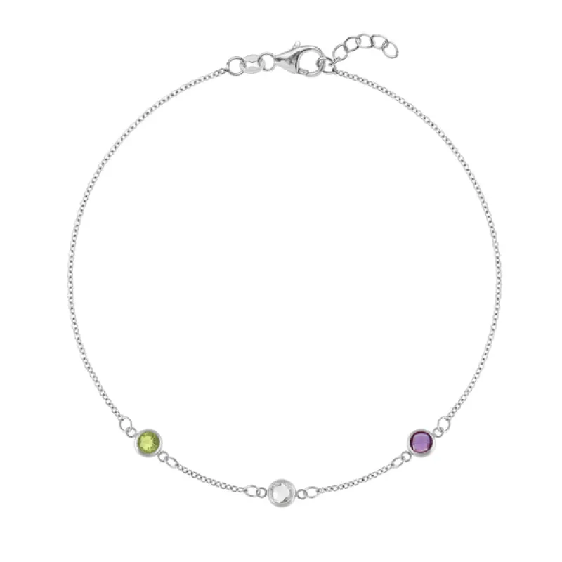 Personalized Classic 3 Birthstone Bracelet in 14k Gold sold by Haverhill
