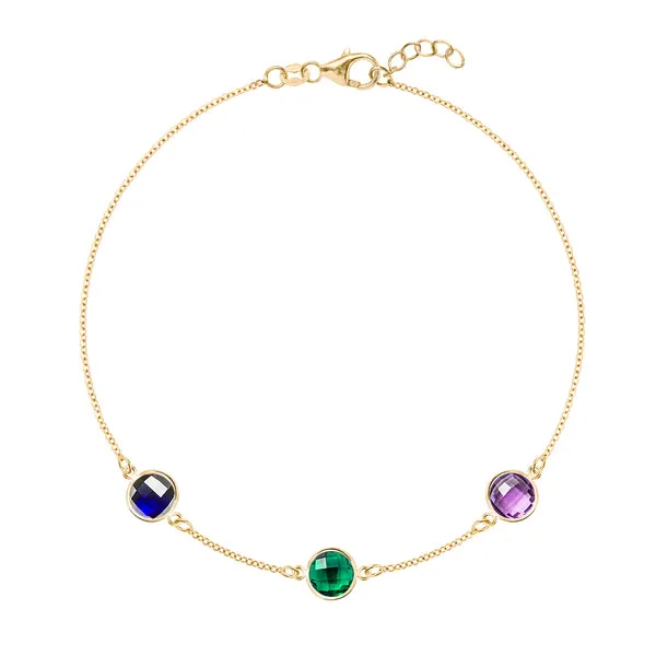 Personalized Grand 3 Birthstone Bracelet in 14k Gold sold by Haverhill