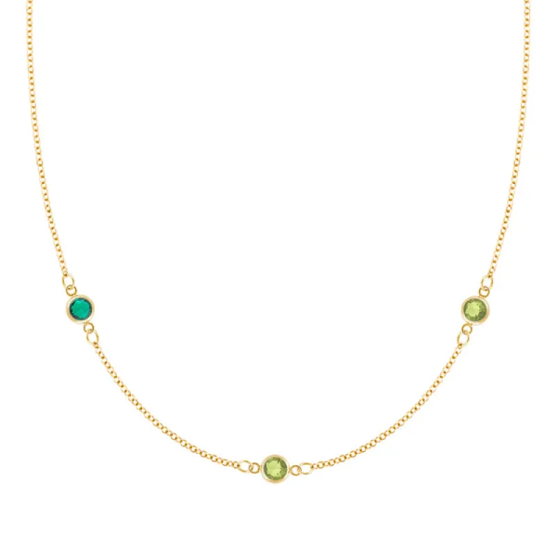 Personalized Classic 3 Birthstone Necklace in 14k Gold made by Haverhill