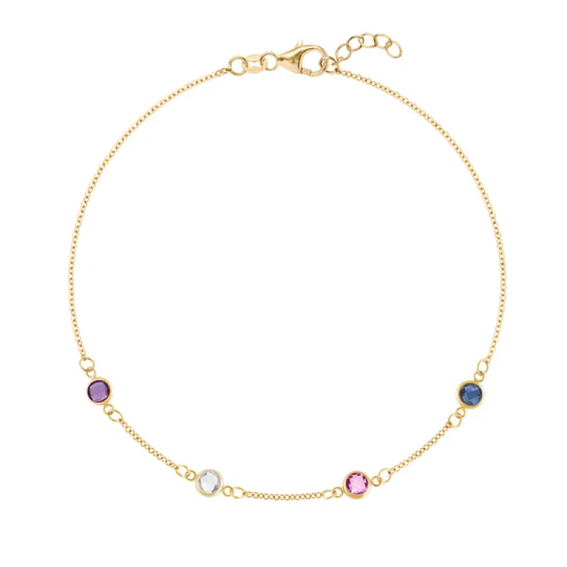 Personalized Classic 4 Birthstone Bracelet in 14k Gold sold by Haverhill