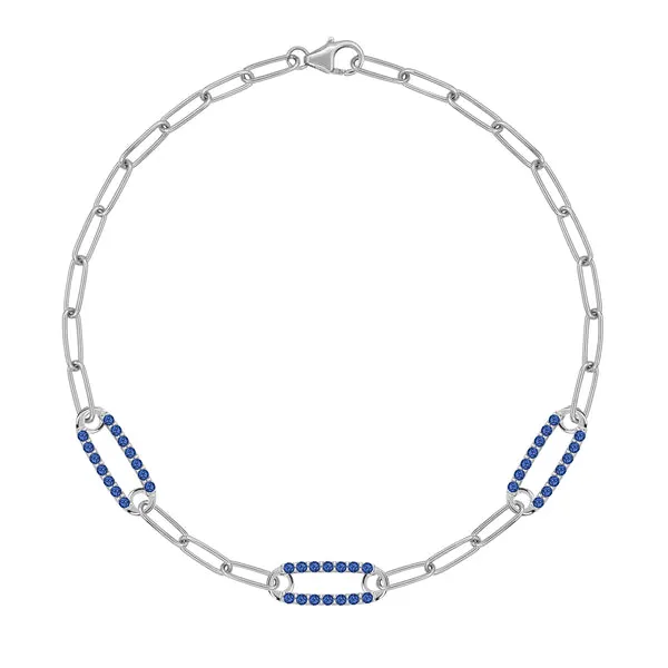 Personalized Adelaide 3 Pavé Birthstone Link Bracelet in 14k Gold sold by Haverhill