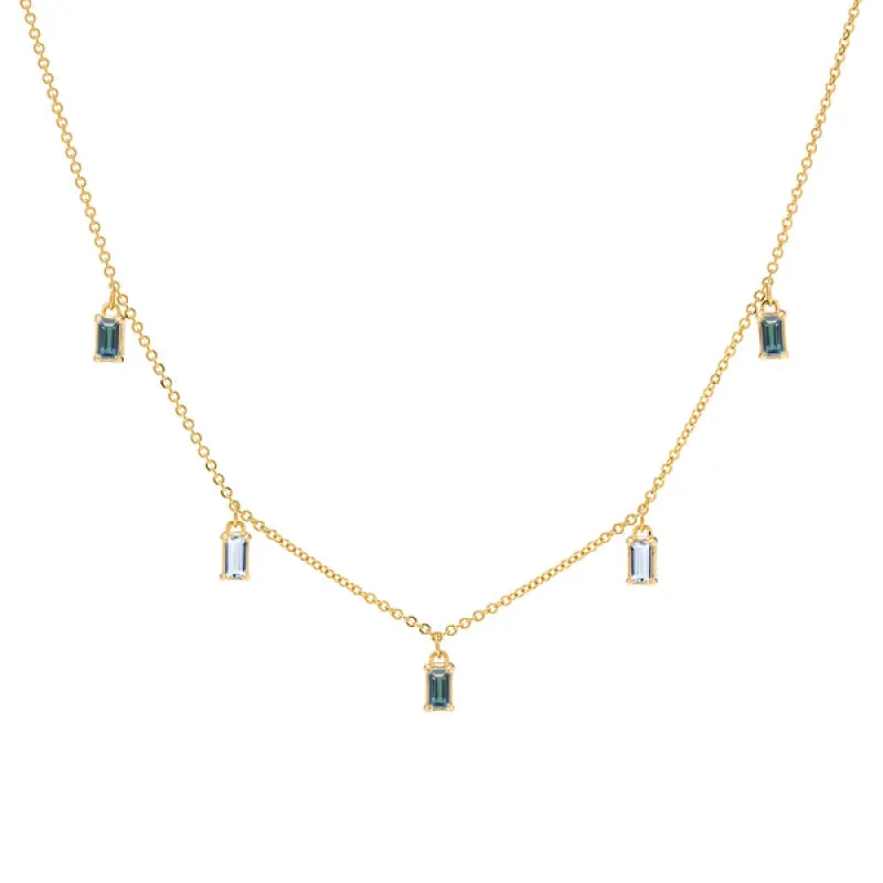 Personalized Providence 5 Birthstone Drop Necklace in 14k Gold sold by Haverhill