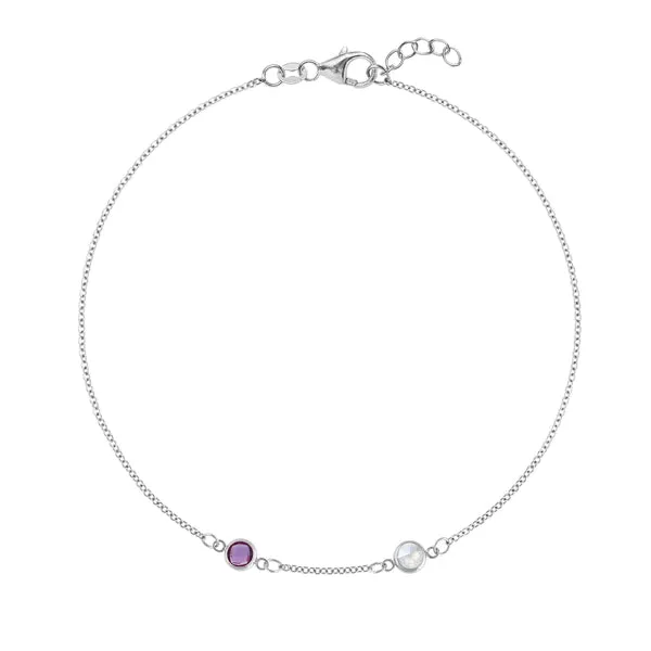 Personalized Classic 2 Birthstone Bracelet in 14k Gold sold by Haverhill