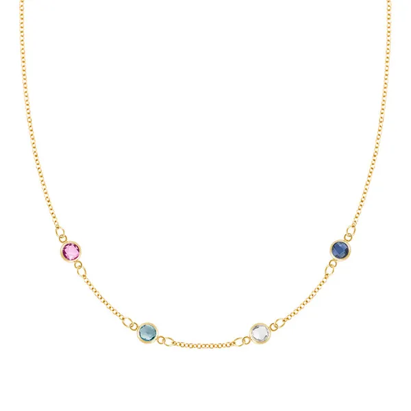 Personalized Classic 4 Birthstone Necklace in 14k Gold sold by Haverhill