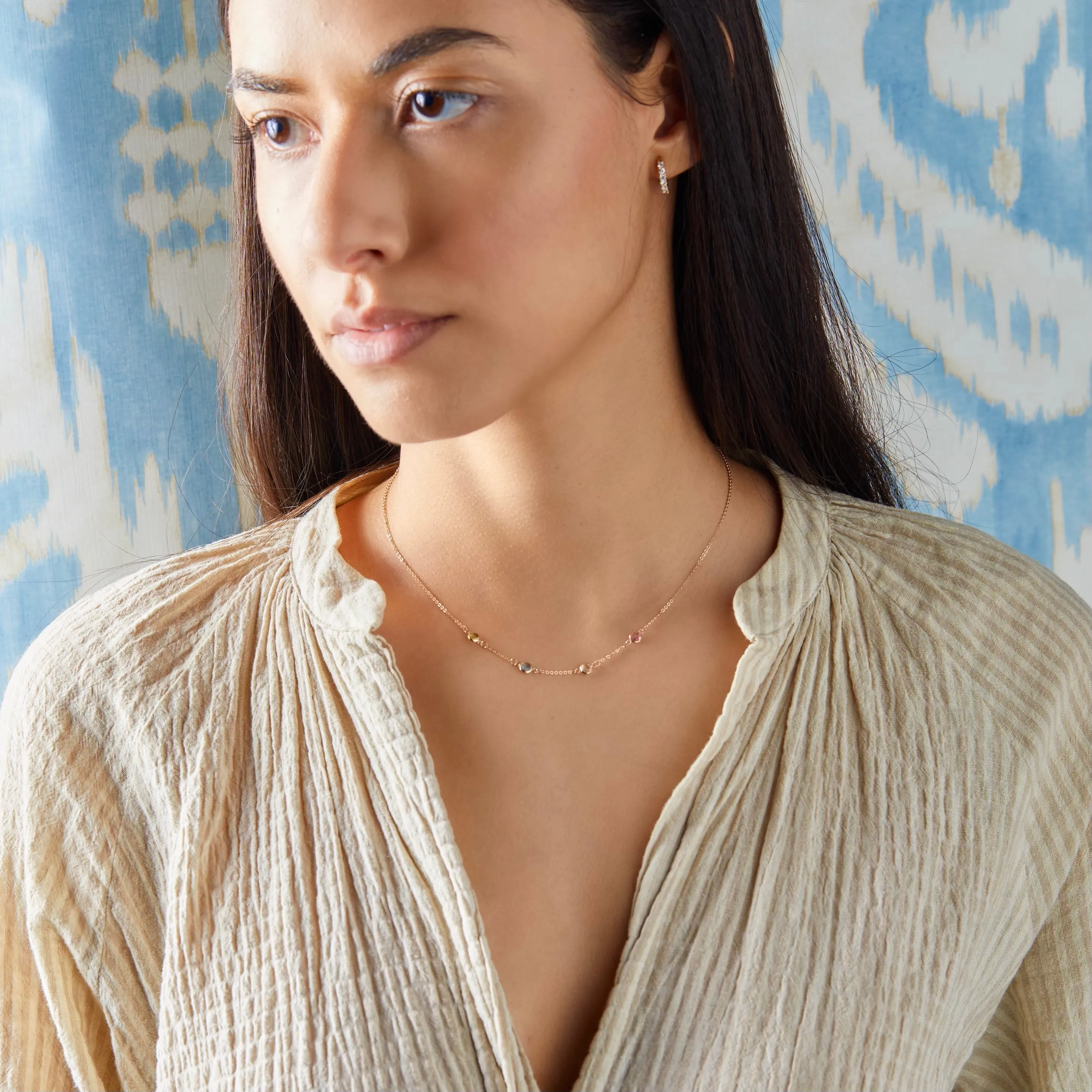 Personalized Classic 4 Birthstone Necklace in 14k Gold sold by Haverhill product image thumbnail 2