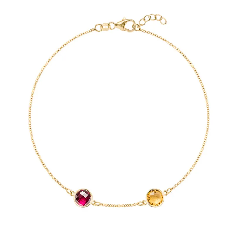 Personalized Grand 2 Birthstone Bracelet in 14k Gold sold by Haverhill