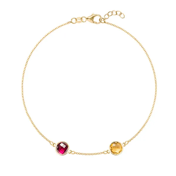 Personalized Grand 2 Birthstone Bracelet in 14k Gold sold by Haverhill
