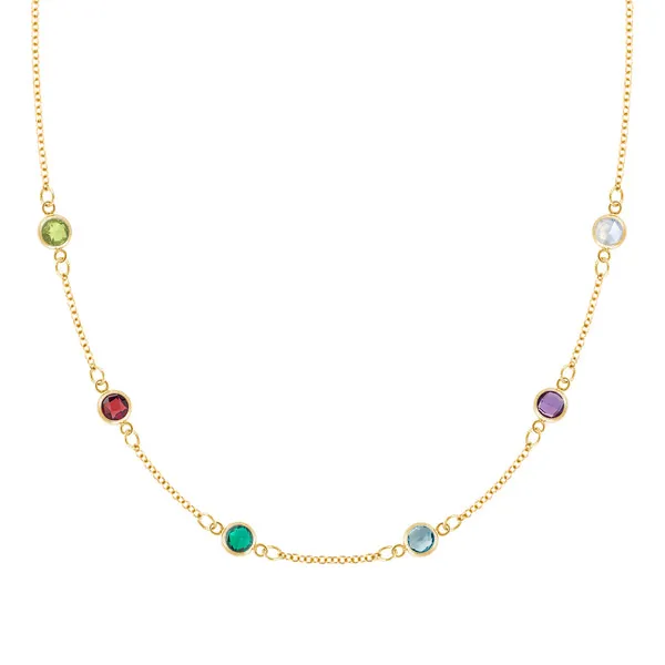 Personalized Classic 6 Birthstone Necklace in 14k Gold sold by Haverhill